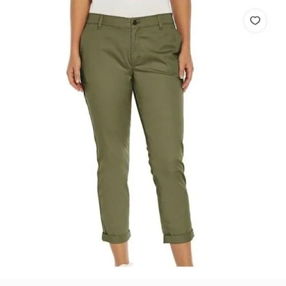 Gap Women's Size 6 Relaxed Girlfriend Twill Pant Clover Green Stretch Cotton Mid